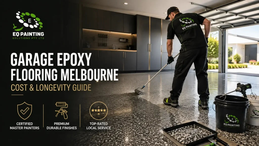 Garage epoxy flooring Melbourne — finished two-pack epoxy coating in a home garage